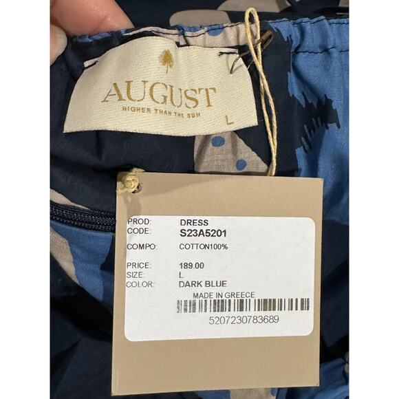 August Resort Wear Aphrodite Dark Blue Maxi Dress Size Large NWT Made in Greece - Picture 4 of 15